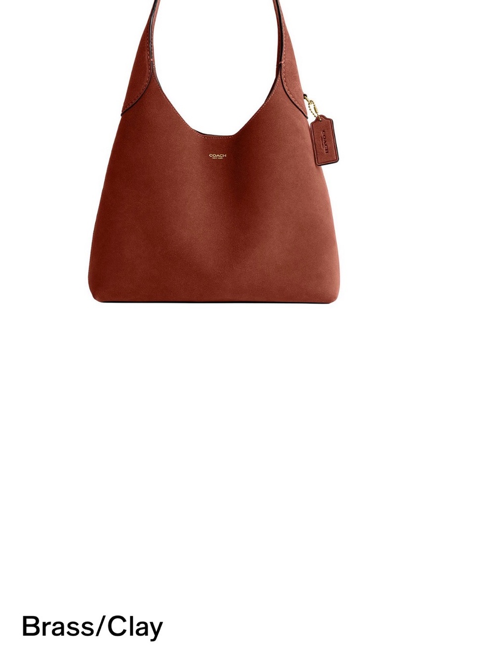 Coach Brass/Clay Leather Shoulder Hobo Bag